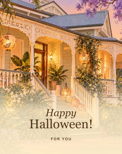 Paddington porch (Harvest gold), Brisbane Halloween card
