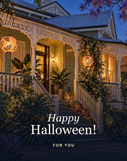 Paddington porch, Brisbane Halloween card