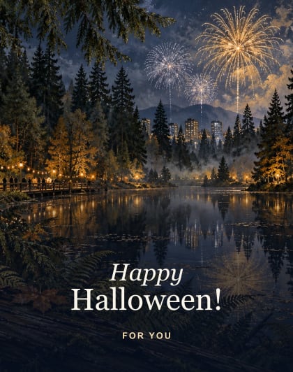 Central Park sparkle, Burnaby Halloween card