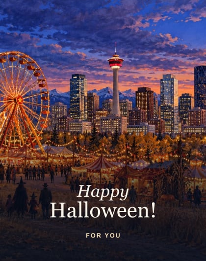 Prairie carnival, Calgary Halloween card