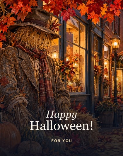 Scarecrow stroll, Charlottetown Halloween card