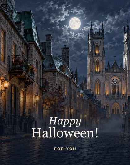 Montréal moonlight, Montréal Halloween card