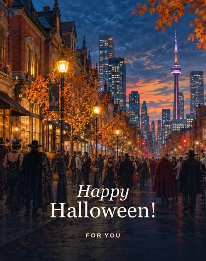 Church Street costumes, Toronto Halloween card