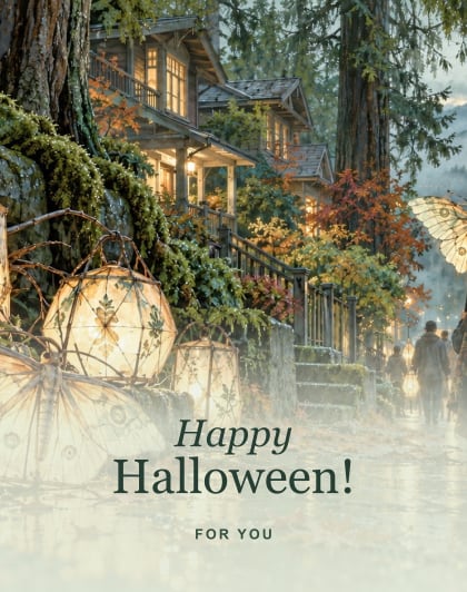 Lost souls lanterns (Sage & moonstone), Vancouver Halloween card