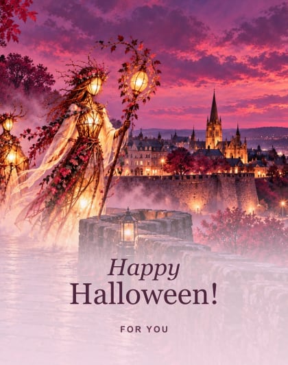 The city awakens (Berry & rose), Derry/Londonderry Halloween card