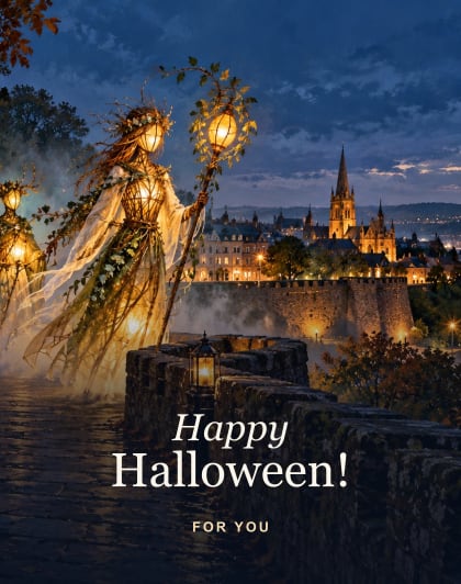 The city awakens, Derry/Londonderry Halloween card