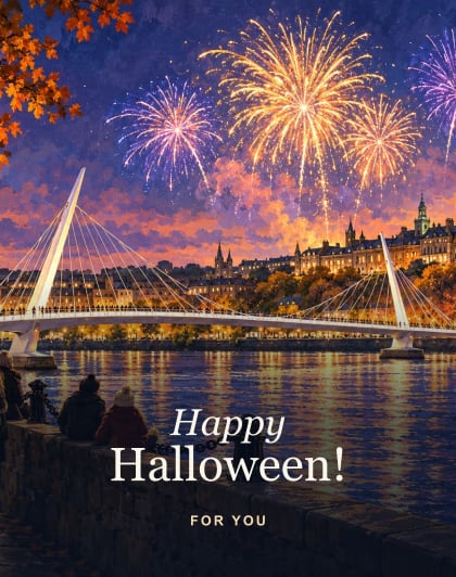 Fireworks finale, Derry/Londonderry Halloween card