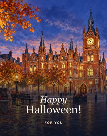 Guildhall lanterns, Derry/Londonderry Halloween card