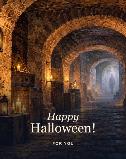 Under the arches, Edinburgh Halloween card