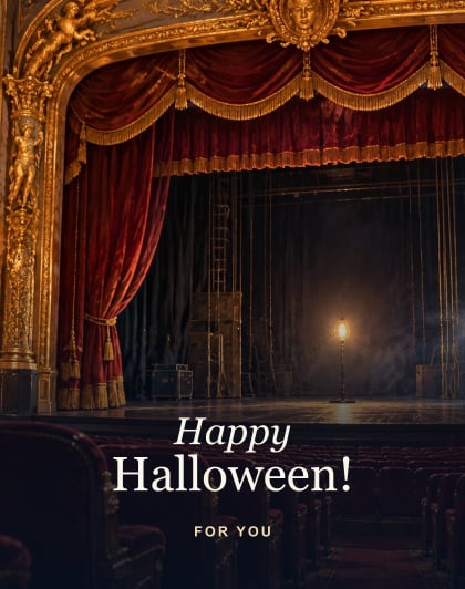 West End ghost light, London Halloween card