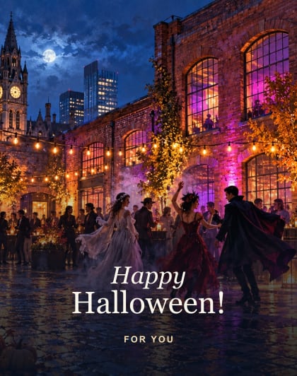 The rave-yard, Manchester Halloween card