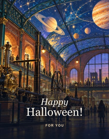 Spooky science, Manchester Halloween card