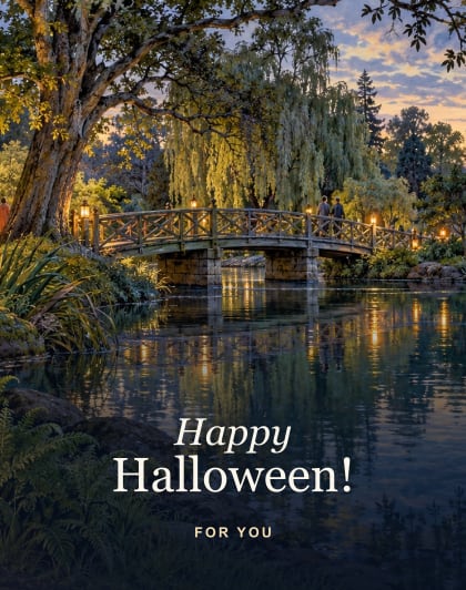 Park after dusk, Masterton Halloween card
