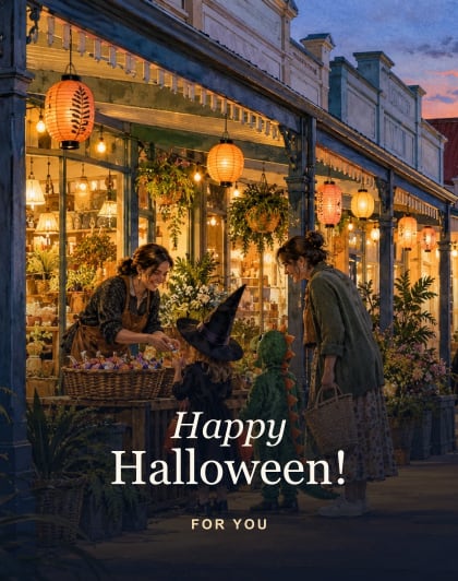 Main Street treats, Te Puke Halloween card