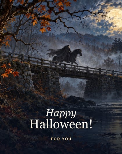 Horseman moon, Sleepy Hollow Halloween card