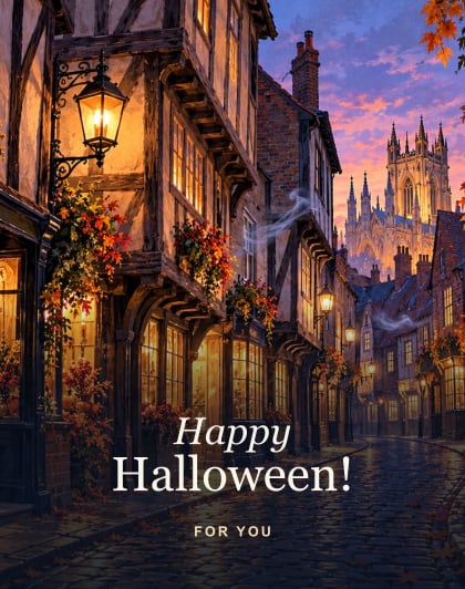Shambles ghost hunt, York Halloween card